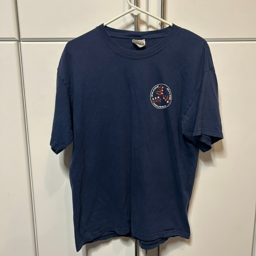 Vintage Hanes Beefy-T Snake‎ River Helitack Graphic T-Shirt Navy Blue Mens Large
